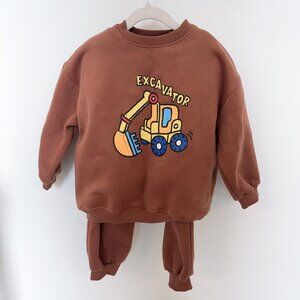 NEW Korean Dailybebe Fleece-Lined Sweatshirt and Sweatpants Set 4-5T